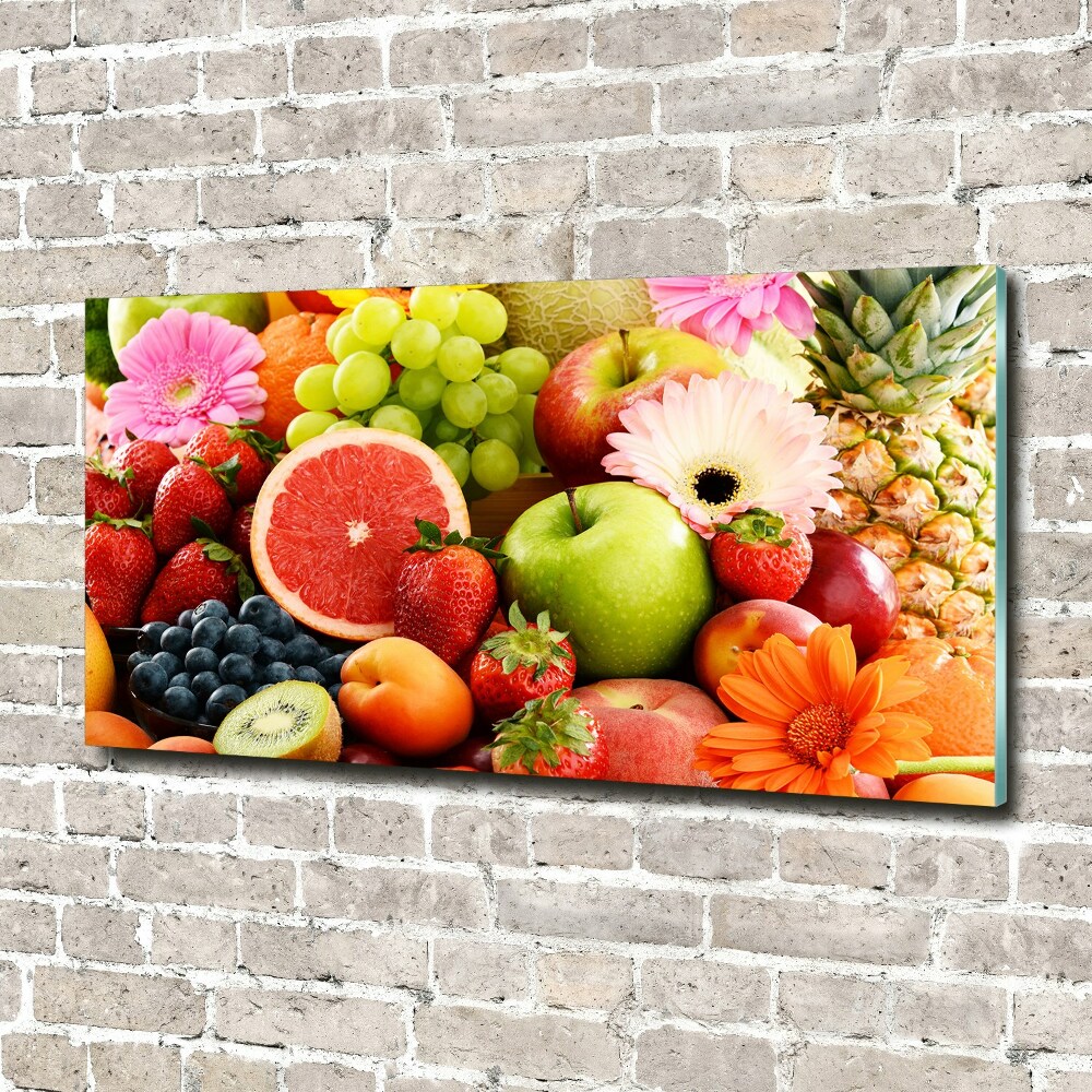 Glass wall art large Colorful fruit