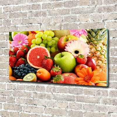 Glass wall art large Colorful fruit