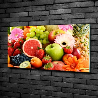 Glass wall art large Colorful fruit