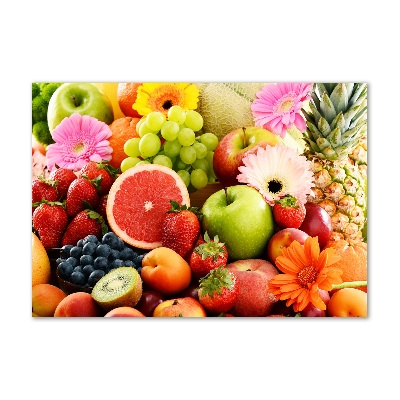 Glass wall art large Colorful fruit