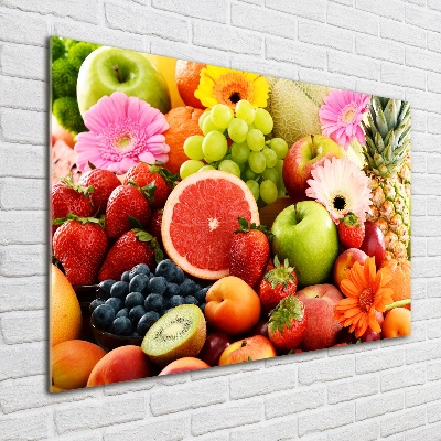 Glass wall art large Colorful fruit