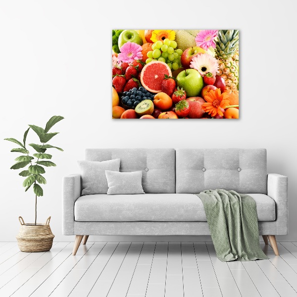 Glass wall art large Colorful fruit