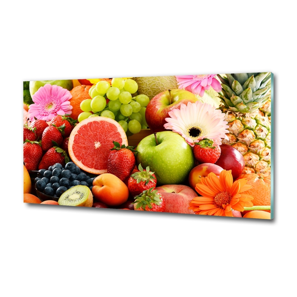 Glass wall art large Colorful fruit