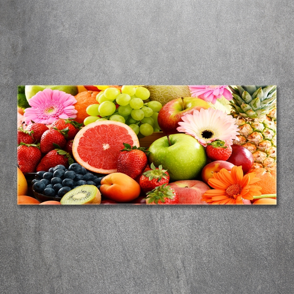 Glass wall art large Colorful fruit