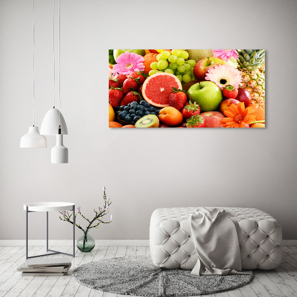 Glass wall art large Colorful fruit