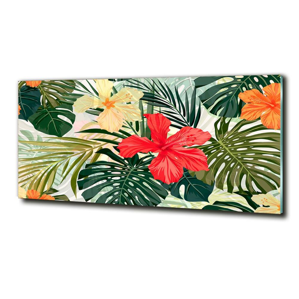 Glass art print Hawaiian flowers