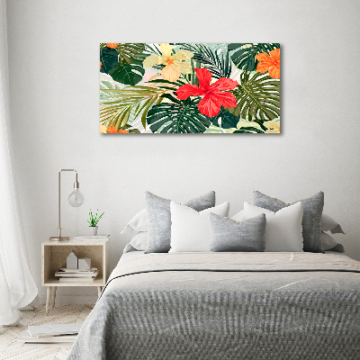 Glass art print Hawaiian flowers