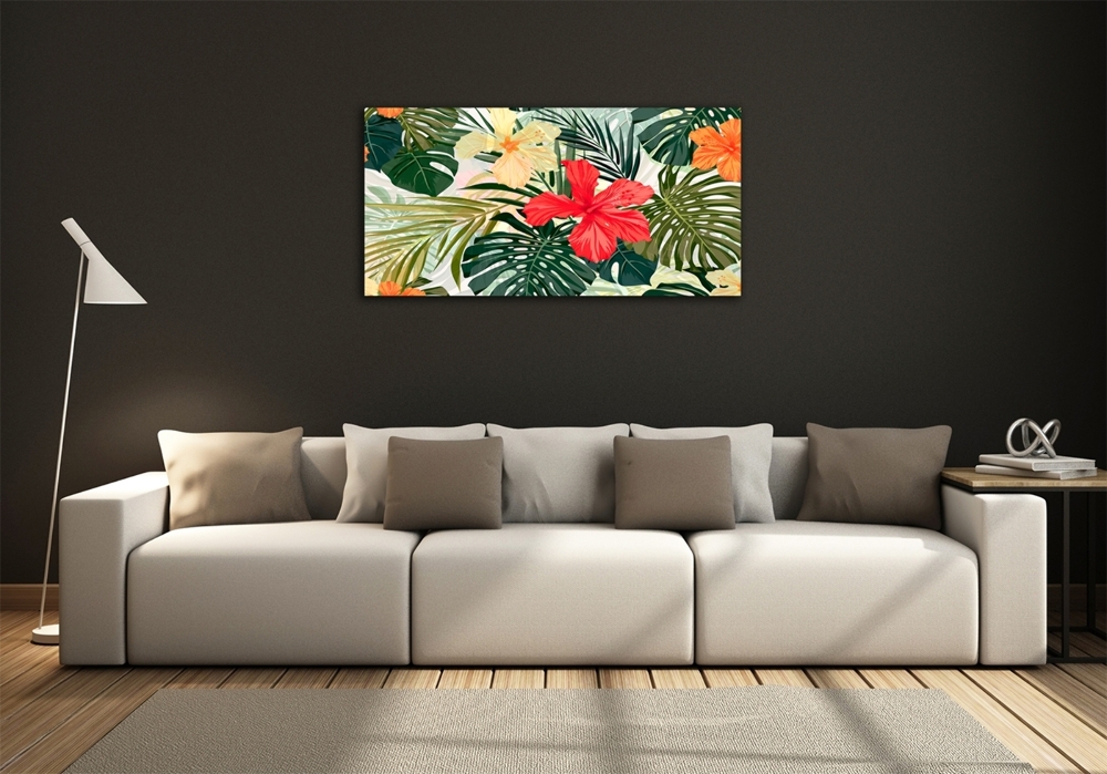 Glass art print Hawaiian flowers