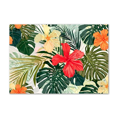 Glass art print Hawaiian flowers