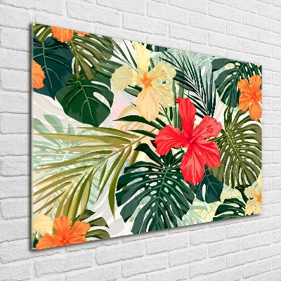 Glass art print Hawaiian flowers