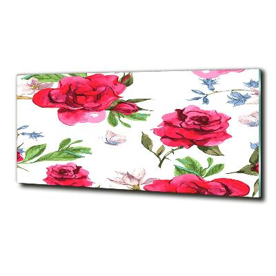 Glass art print Red roses