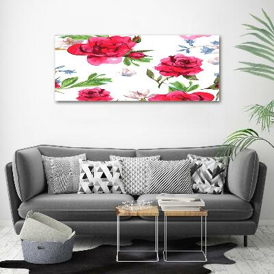 Glass art print Red roses