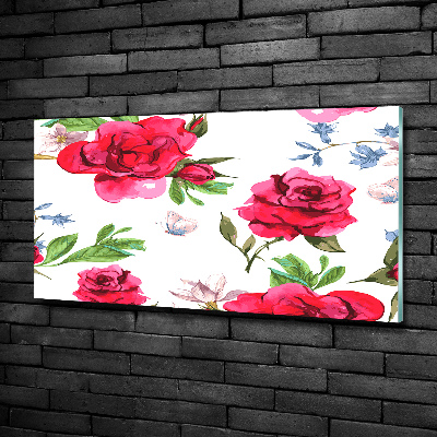 Glass art print Red roses