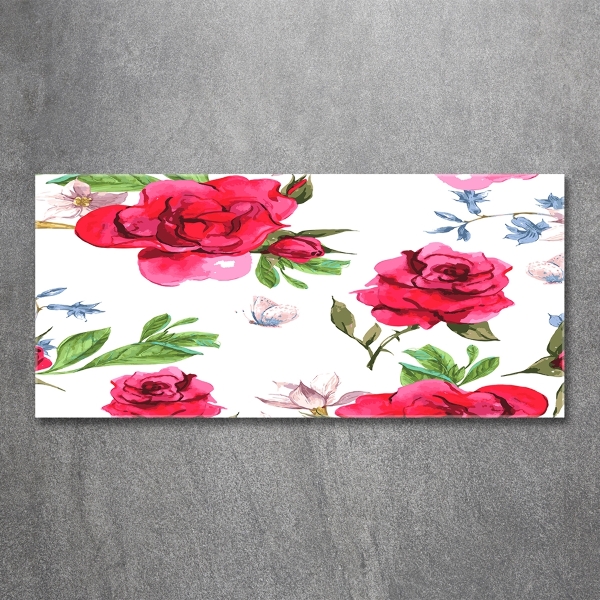 Glass art print Red roses