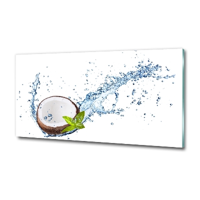 Glass wall art large Coconut and water