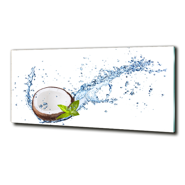 Glass wall art large Coconut and water