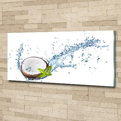 Glass wall art large Coconut and water