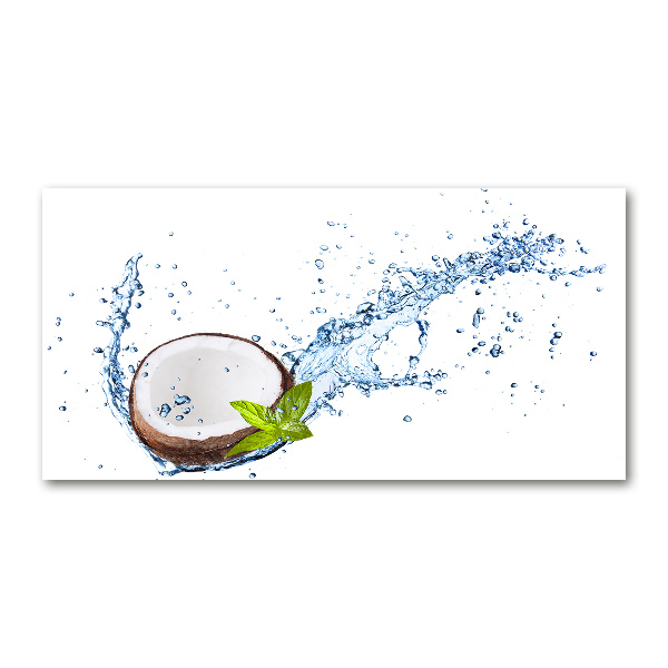 Glass wall art large Coconut and water