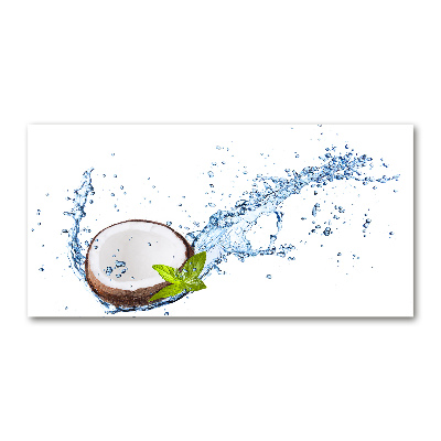 Glass wall art large Coconut and water