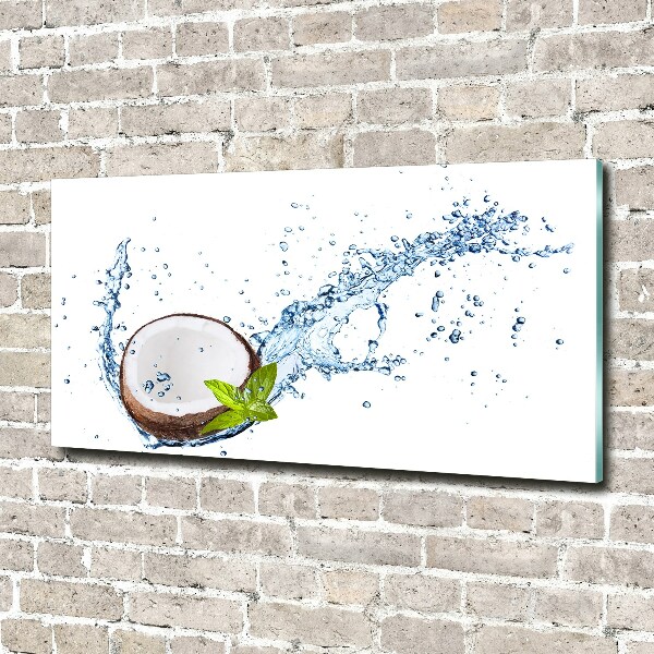 Glass wall art large Coconut and water