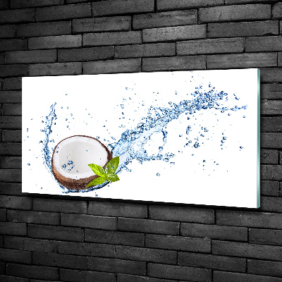 Glass wall art large Coconut and water