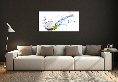 Glass wall art large Coconut and water