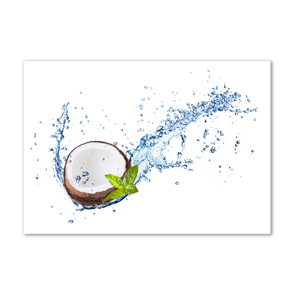 Glass wall art large Coconut and water