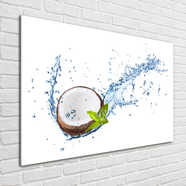 Glass wall art large Coconut and water