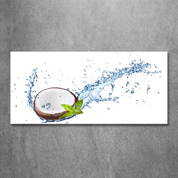 Glass wall art large Coconut and water