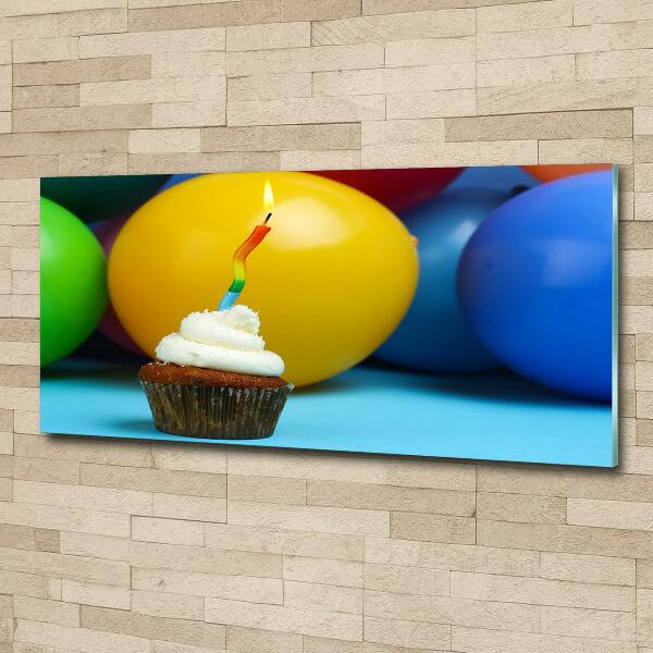 Glass wall art large Birthday cupcake