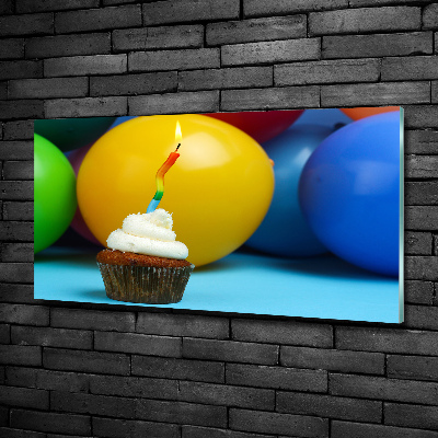 Glass wall art large Birthday cupcake