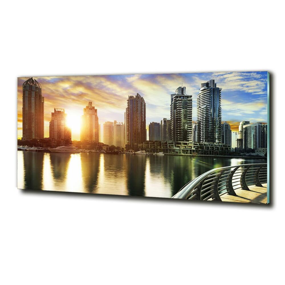 Glass art picture Dubai sunset