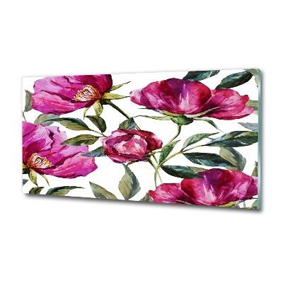 Glass art picture Pink peonies