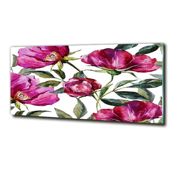 Glass art picture Pink peonies