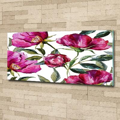 Glass art picture Pink peonies