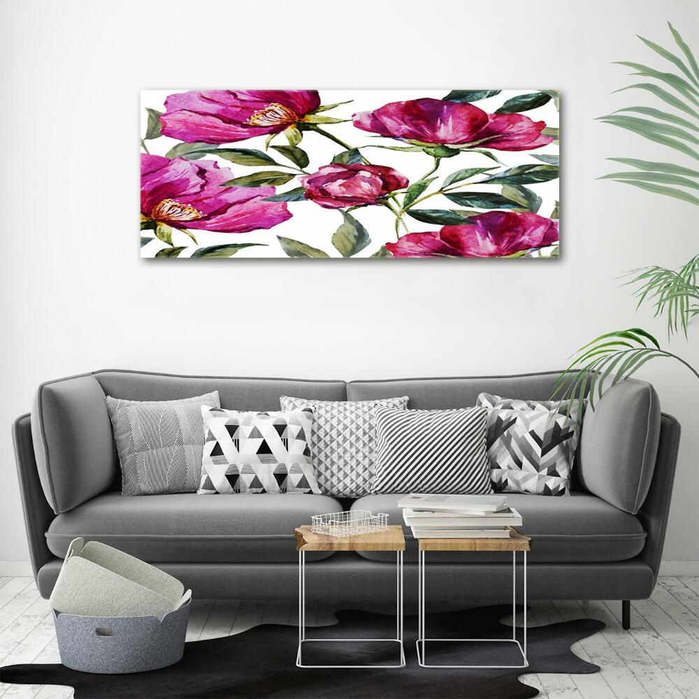 Glass art picture Pink peonies