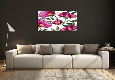 Glass art picture Pink peonies