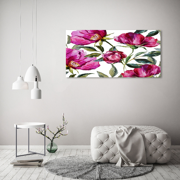 Glass art picture Pink peonies