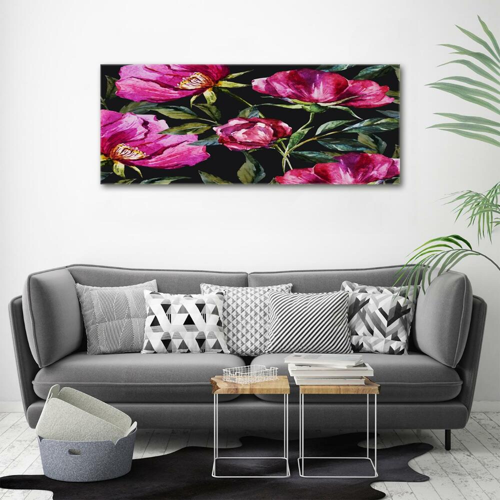 Glass art print Pink peonies