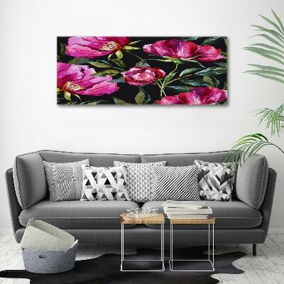 Glass art print Pink peonies