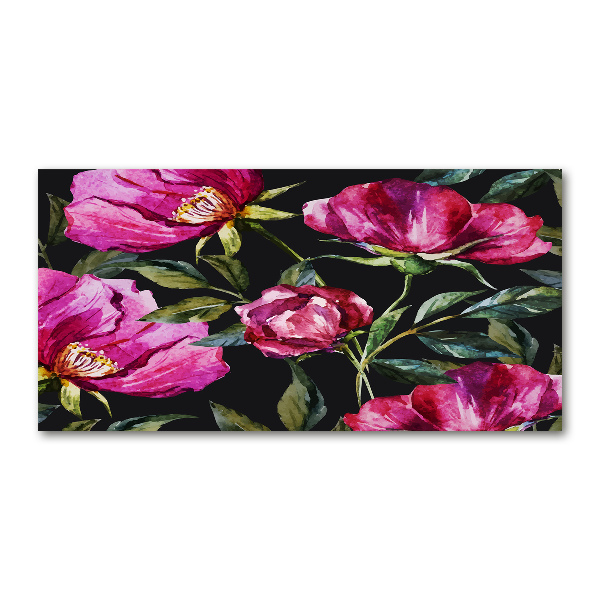 Glass art print Pink peonies