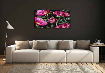 Glass art print Pink peonies