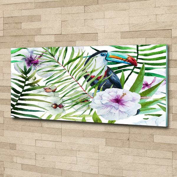 Glass picture wall art Tropics toucan