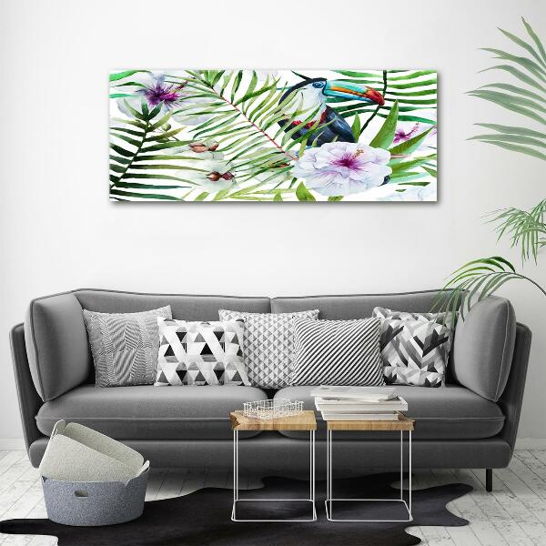 Glass picture wall art Tropics toucan