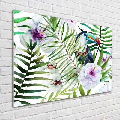 Glass picture wall art Tropics toucan