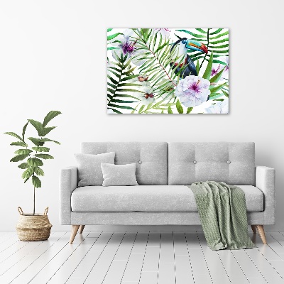 Glass picture wall art Tropics toucan