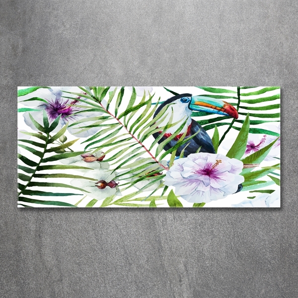 Glass picture wall art Tropics toucan