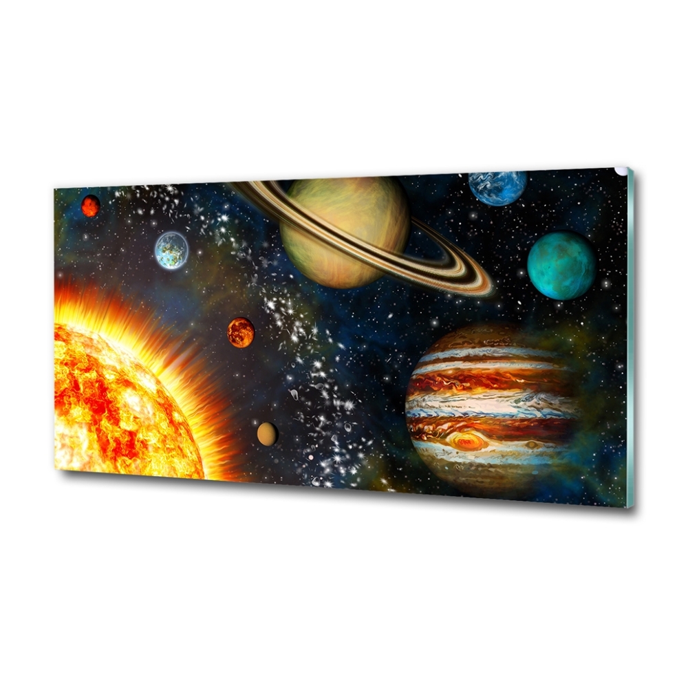 Glass art picture Solar system