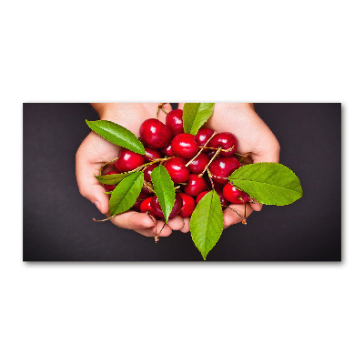 Glass wall art large Cherries in the hands