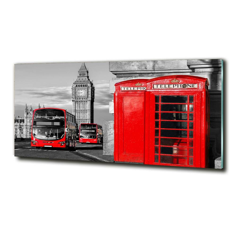 Glass art print Red buses